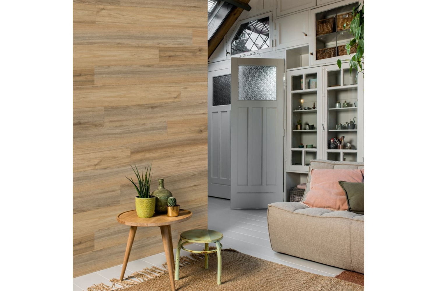 Wallart 3082854 30 Pcs Wood Look Planks Gl-wa27 Natural Oak Latte Brown