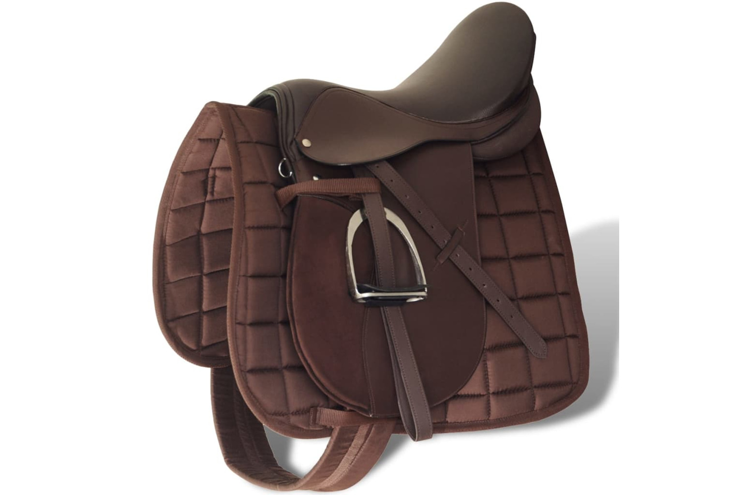 vidaXL 90646 Horse Riding Saddle Set 16" Real Leather Brown 14cm 5-in-1