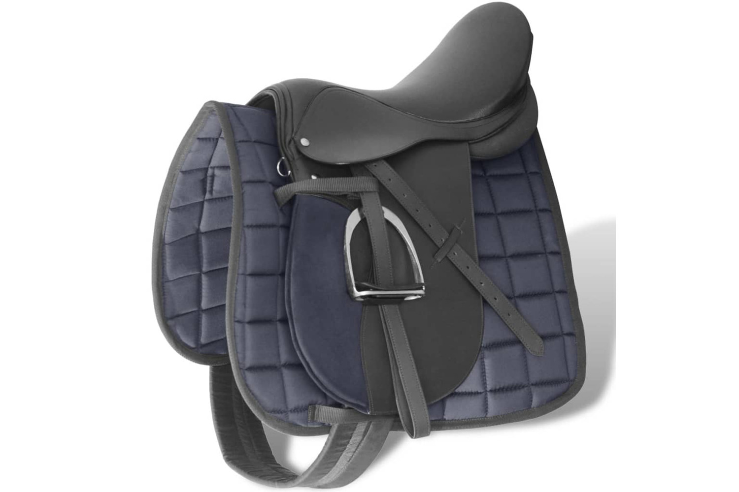 vidaXL 90645 Horse Riding Saddle Set 17.5" Real Leather Black 18cm 5-in-1