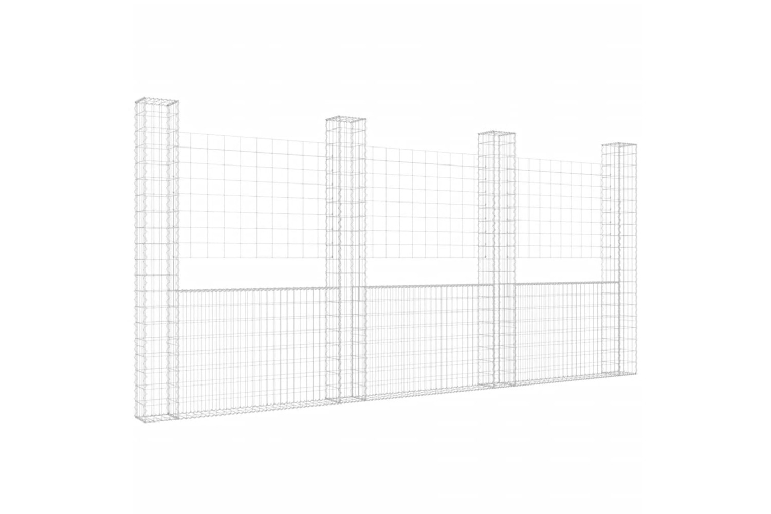 vidaXL 151291 U-shape Gabion Basket With 4 Posts Iron 380x20x200cm