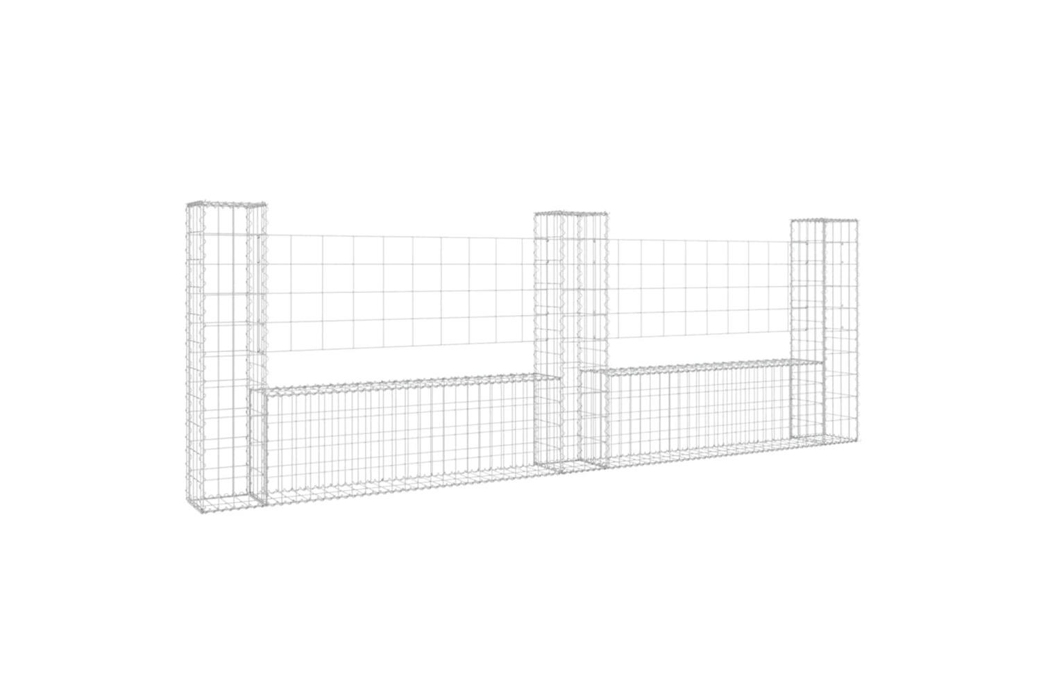 vidaXL 151276 U-shape Gabion Basket With 3 Posts Iron 260x20x100cm