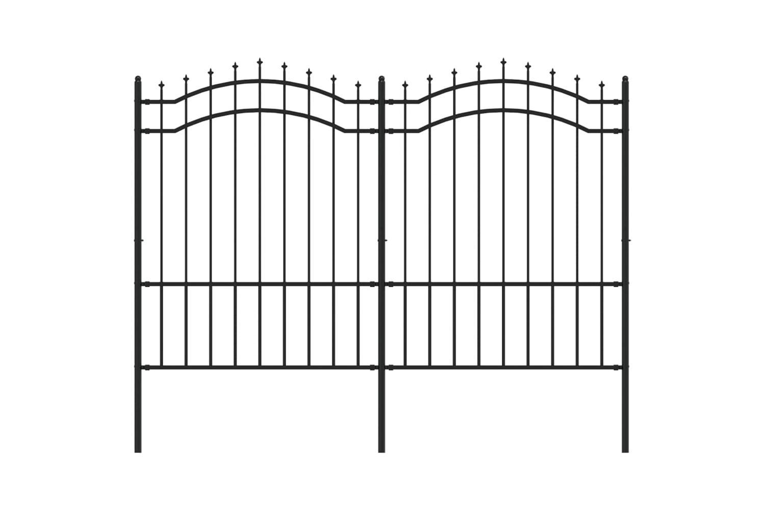 vidaXL 151082 Garden Fence With Spear Top Black 190cm Powder-coated Steel