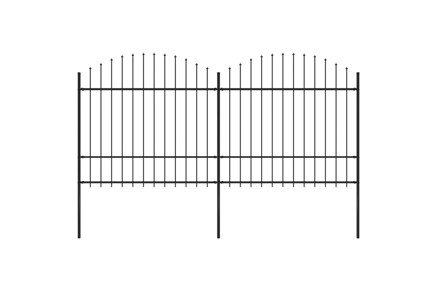 vidaXL 277740 Garden Fence With Spear Top Steel (1.5-1.75)x3.4 M Black