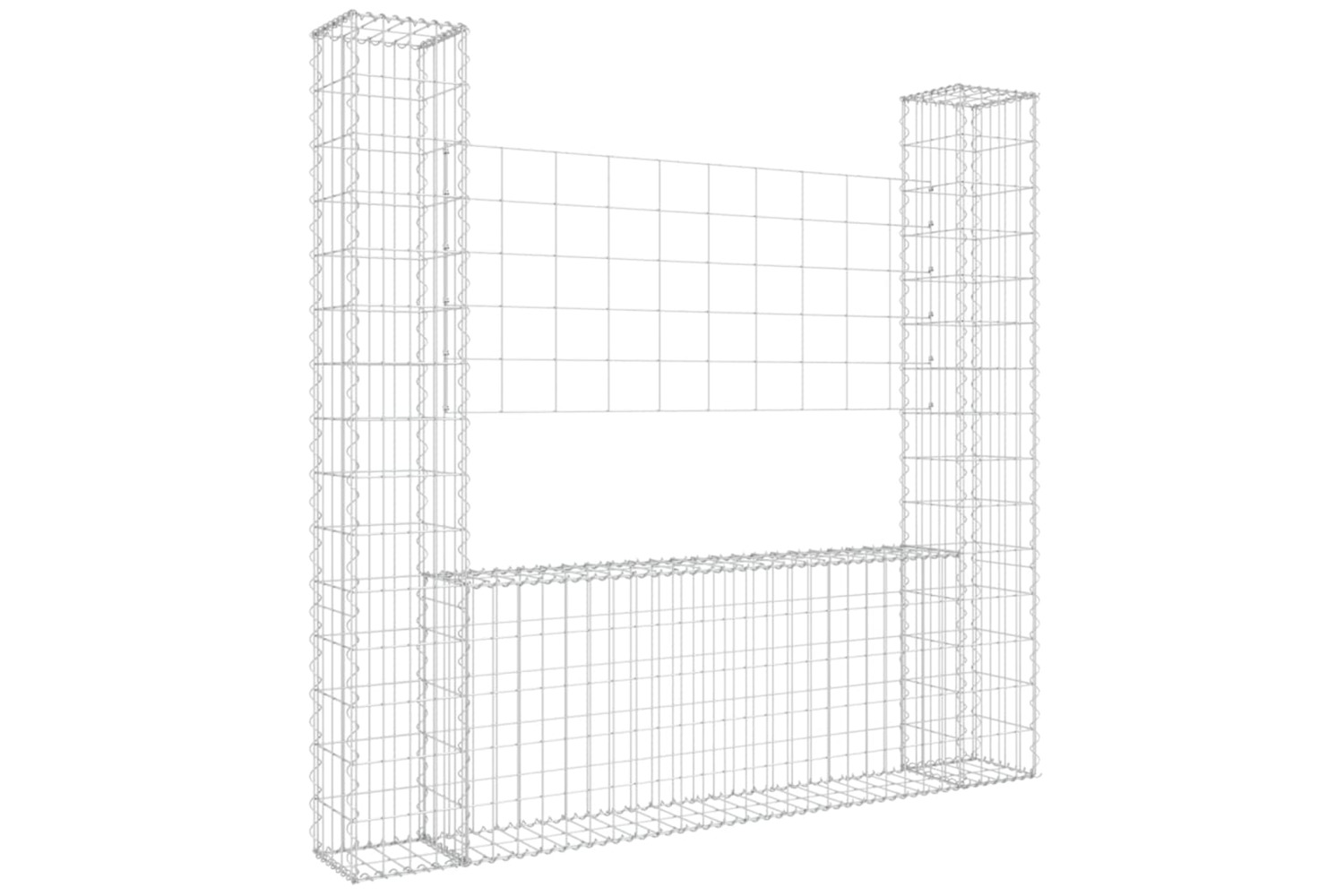 vidaXL 151282 U-shape Gabion Basket With 2 Posts Iron 140x20x150cm