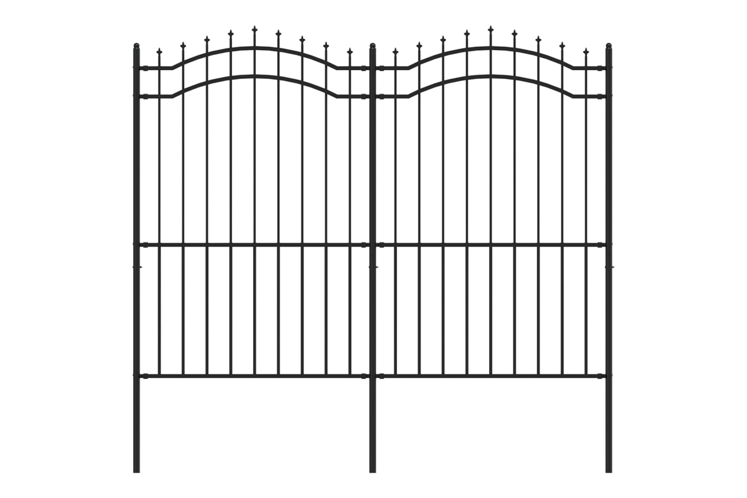 vidaXL 151083 Garden Fence With Spear Top Black 222cm Powder-coated Steel