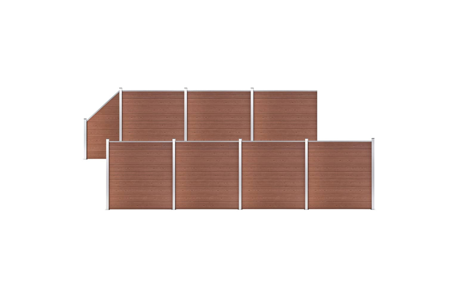 vidaXL 3053221 Wpc Fence Set 7 Square + 1 Slanted 1311x186cm Brown