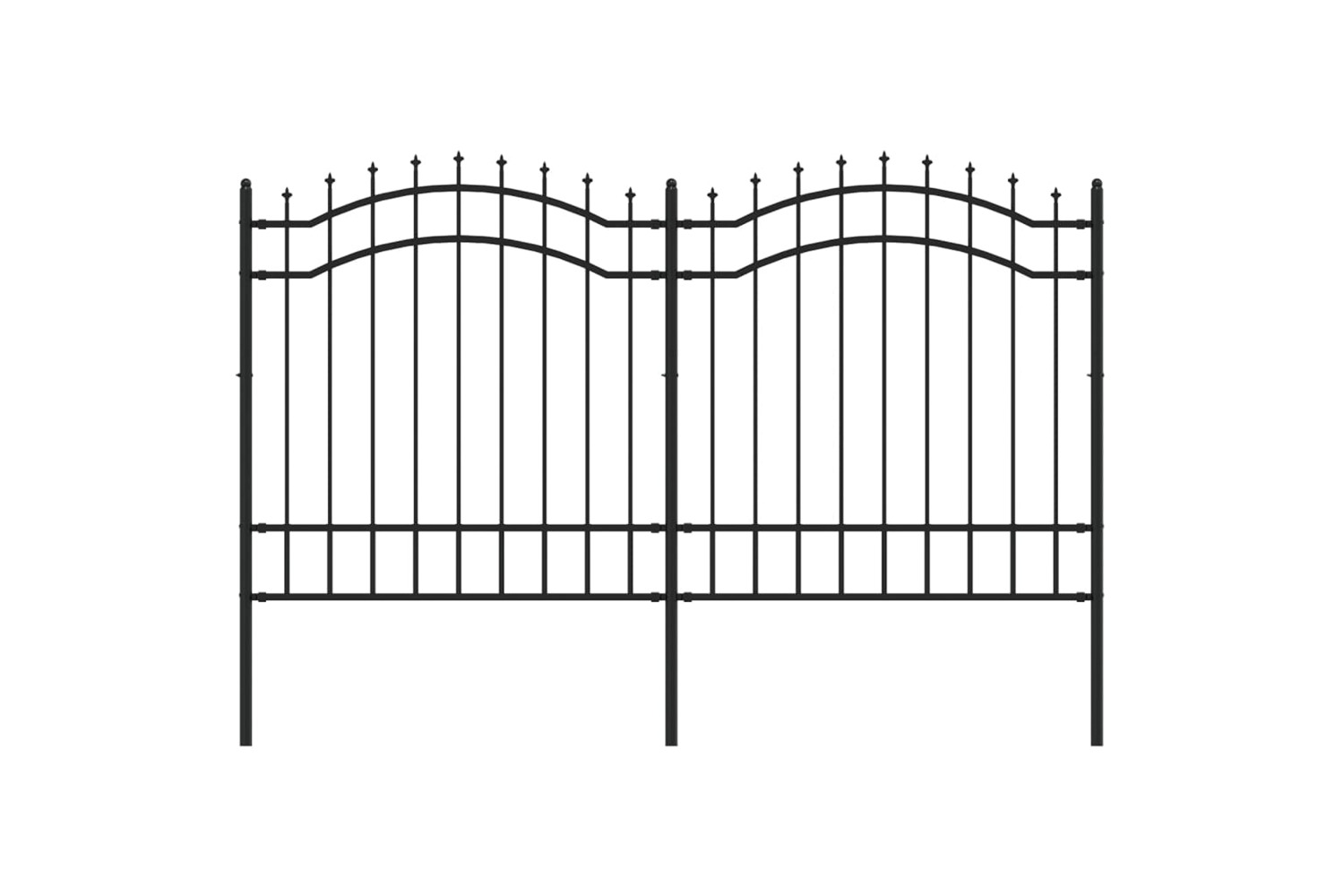 vidaXL 151081 Garden Fence With Spear Top Black 165cm Powder-coated Steel