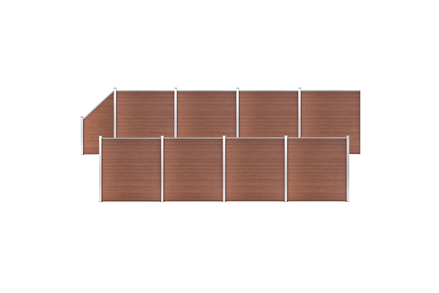 vidaXL 3053222 Wpc Fence Set 8 Square + 1 Slanted 1484x186cm Brown