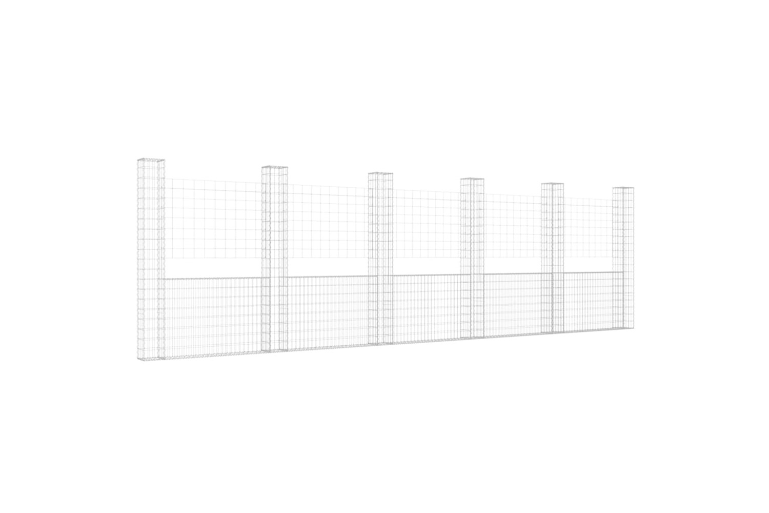 vidaXL 151293 U-shape Gabion Basket With 6 Posts Iron 620x20x200cm