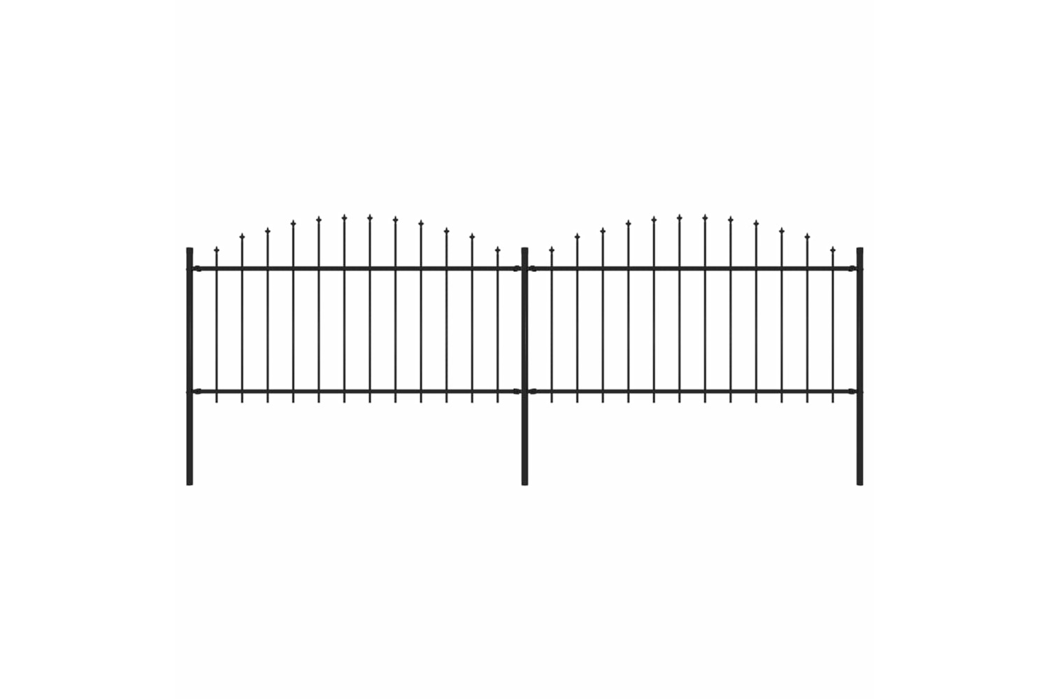 vidaXL 277731 Garden Fence With Spear Top Steel (1.25-1.5)x3.4 M Black