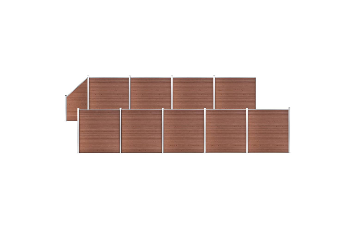 vidaXL 3053223 Wpc Fence Set 9 Square + 1 Slanted 1657x186cm Brown