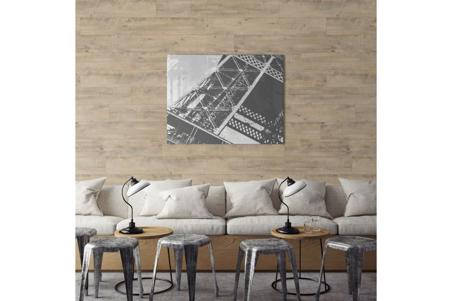 Grosfillex 431022 Wallcovering Tile Gx Wall+ 10pcs Hammam Wood 17x120cm