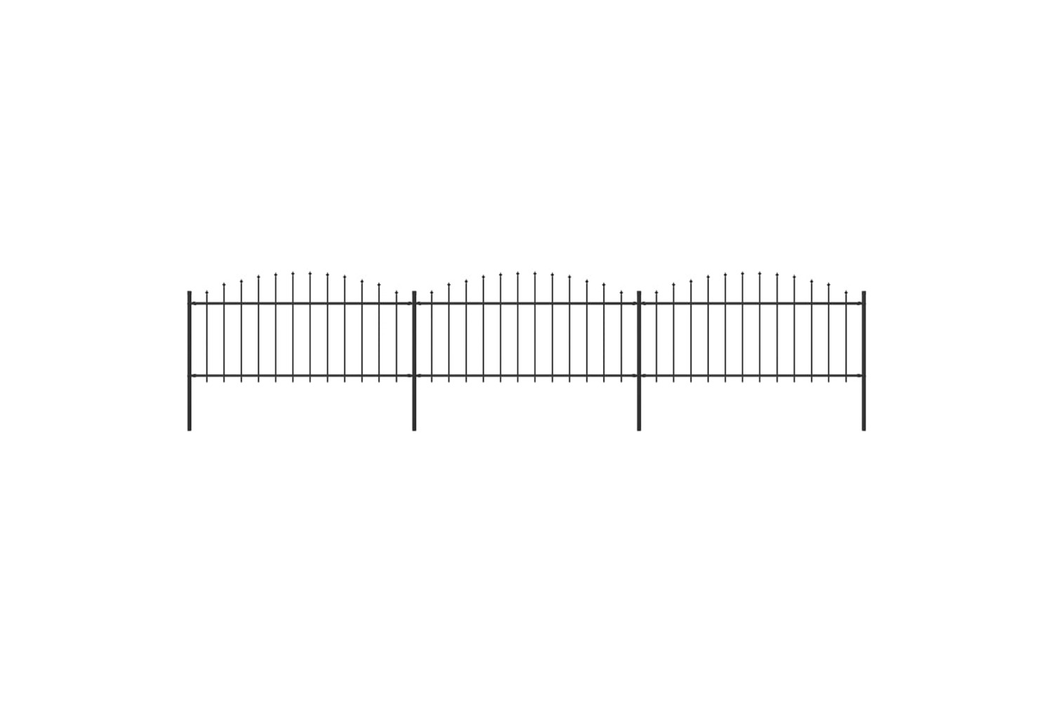 vidaXL 277705 Garden Fence With Spear Top Steel (0.5-0.75)x5.1 M Black