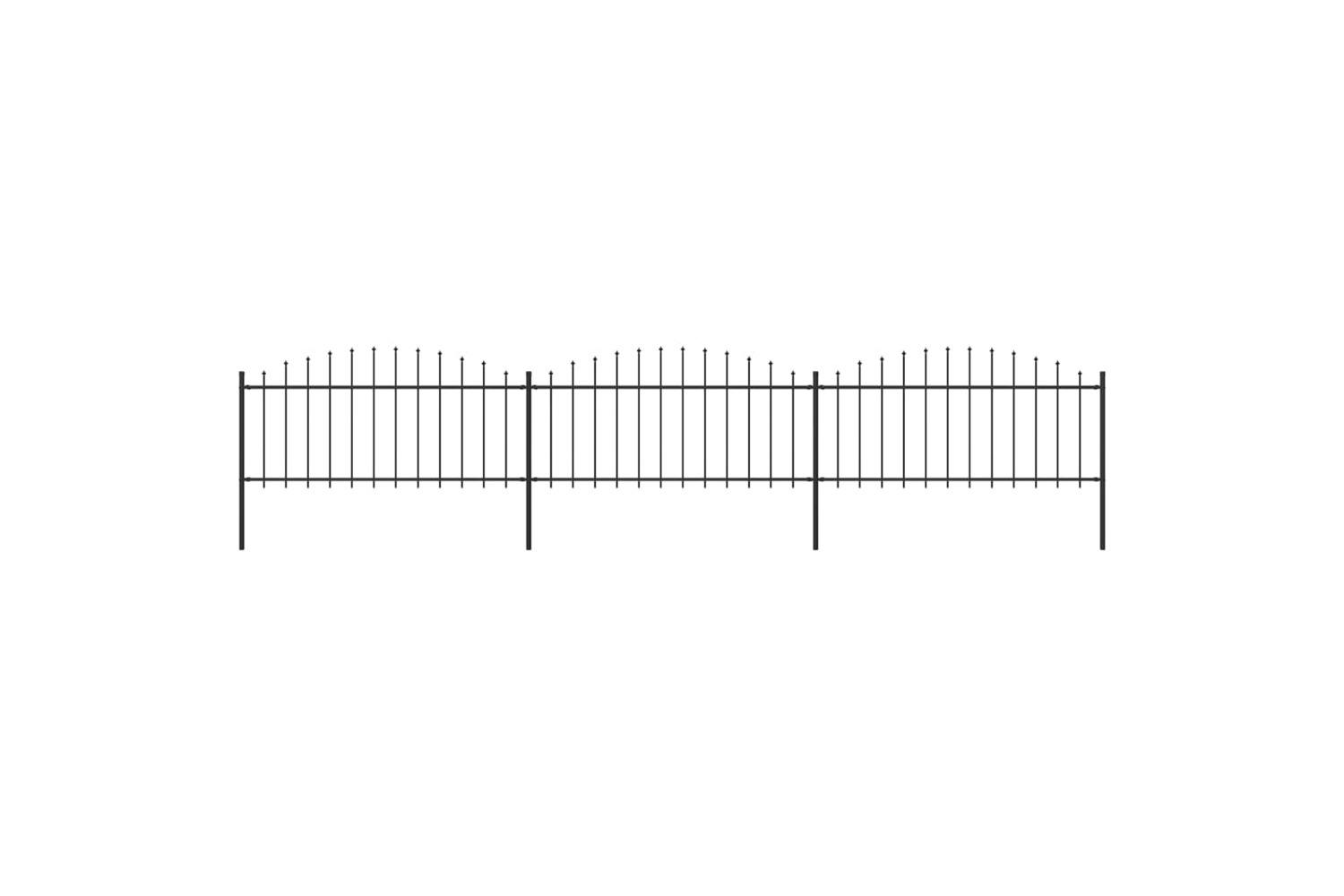 Vidaxl 277705 Garden Fence With Spear Top Steel (0.5-0.75)x5.1 M Black