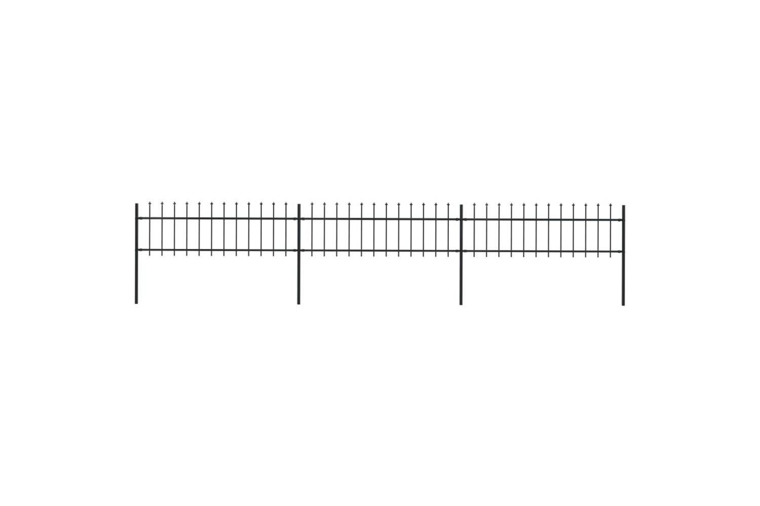Vidaxl 277595 Garden Fence With Spear Top Steel 5.1x0.6 M Black