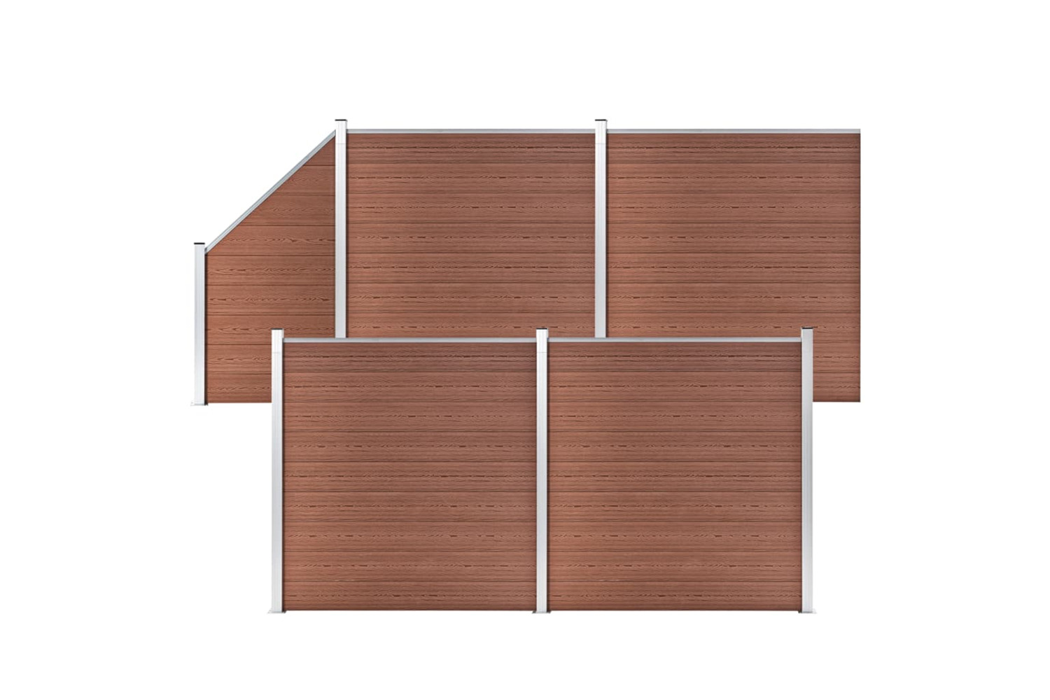 vidaXL 3053218 Wpc Fence Set 4 Square + 1 Slanted 792x186cm Brown
