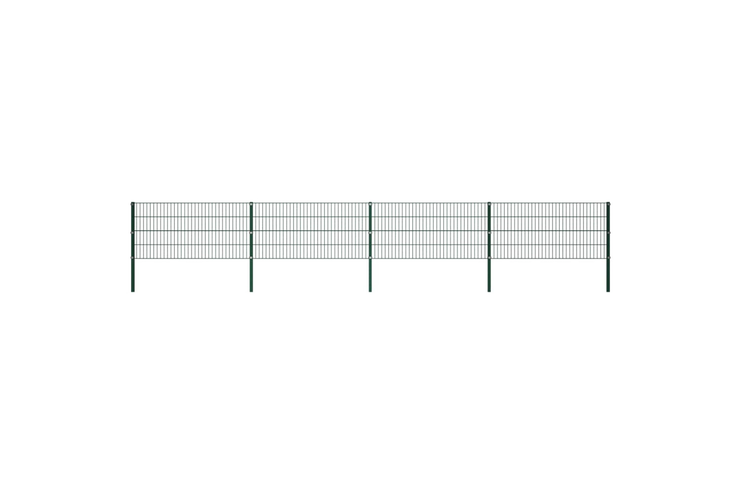 vidaXL 278607 Fence Panel With Posts Iron 6.8x0.8 M Green
