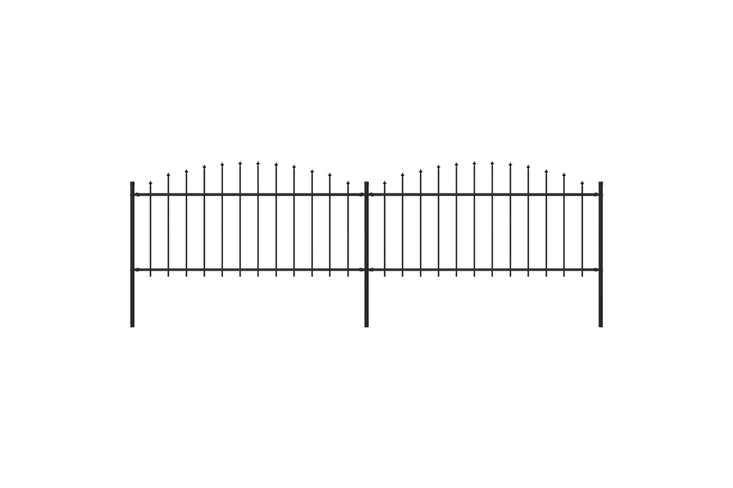 vidaXL 277704 Garden Fence With Spear Top Steel (0.5-0.75)x3.4 M Black