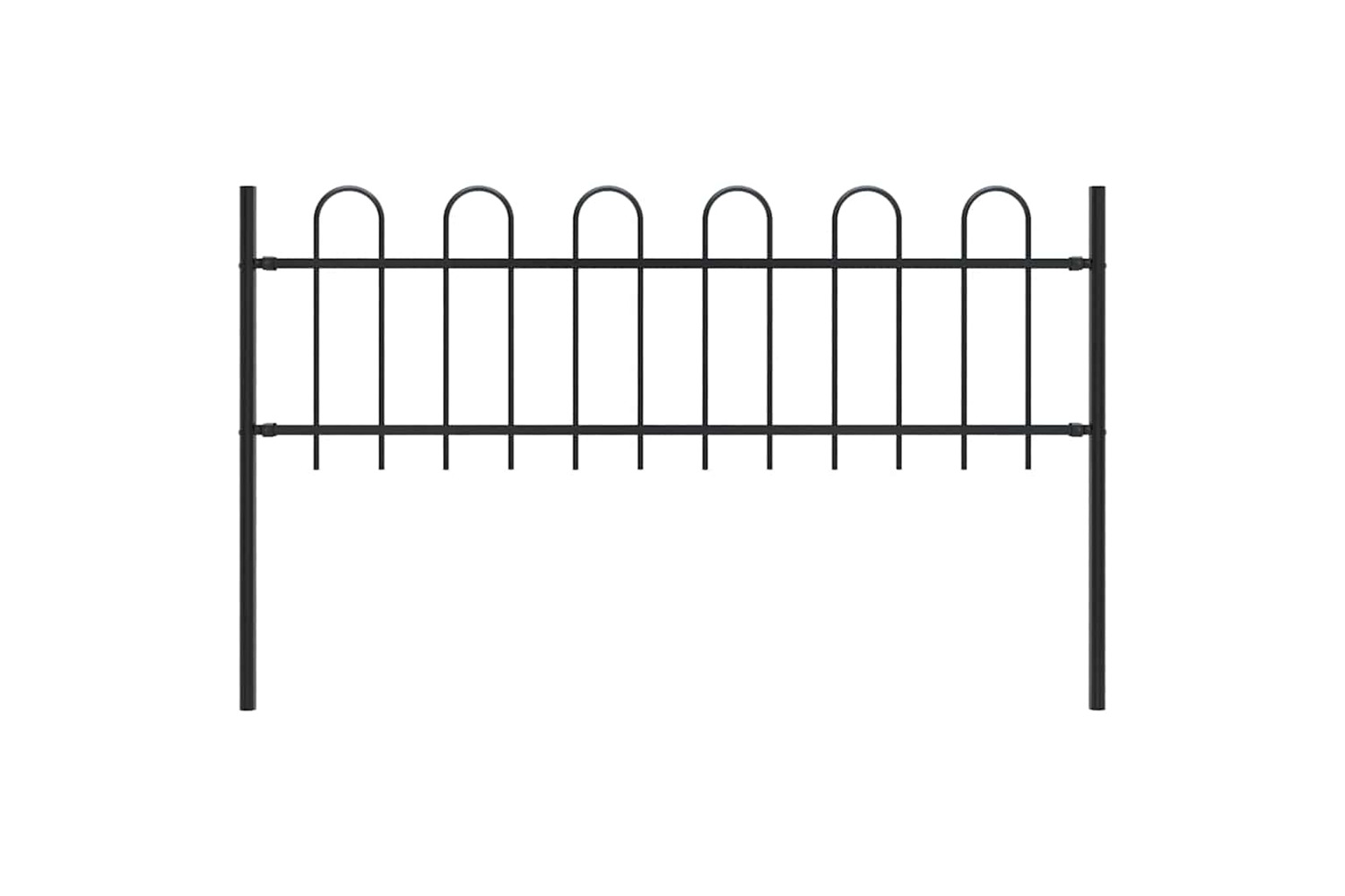 Vidaxl Garden Fence With Hoop Top Steel 1.8 M Black