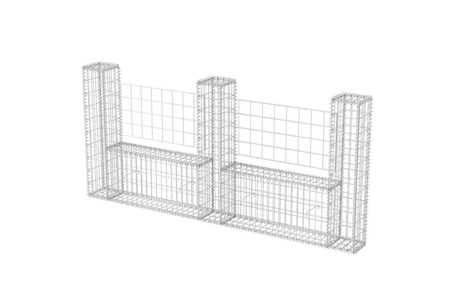 vidaXL 142546 Gabion Basket U-shape Galvanised Steel 240x20x100cm