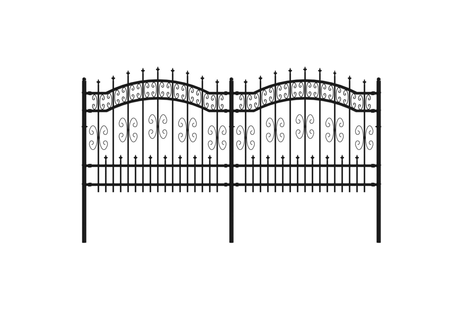 vidaXL 151085 Garden Fence With Spear Top Black 140cm Powder-coated Steel