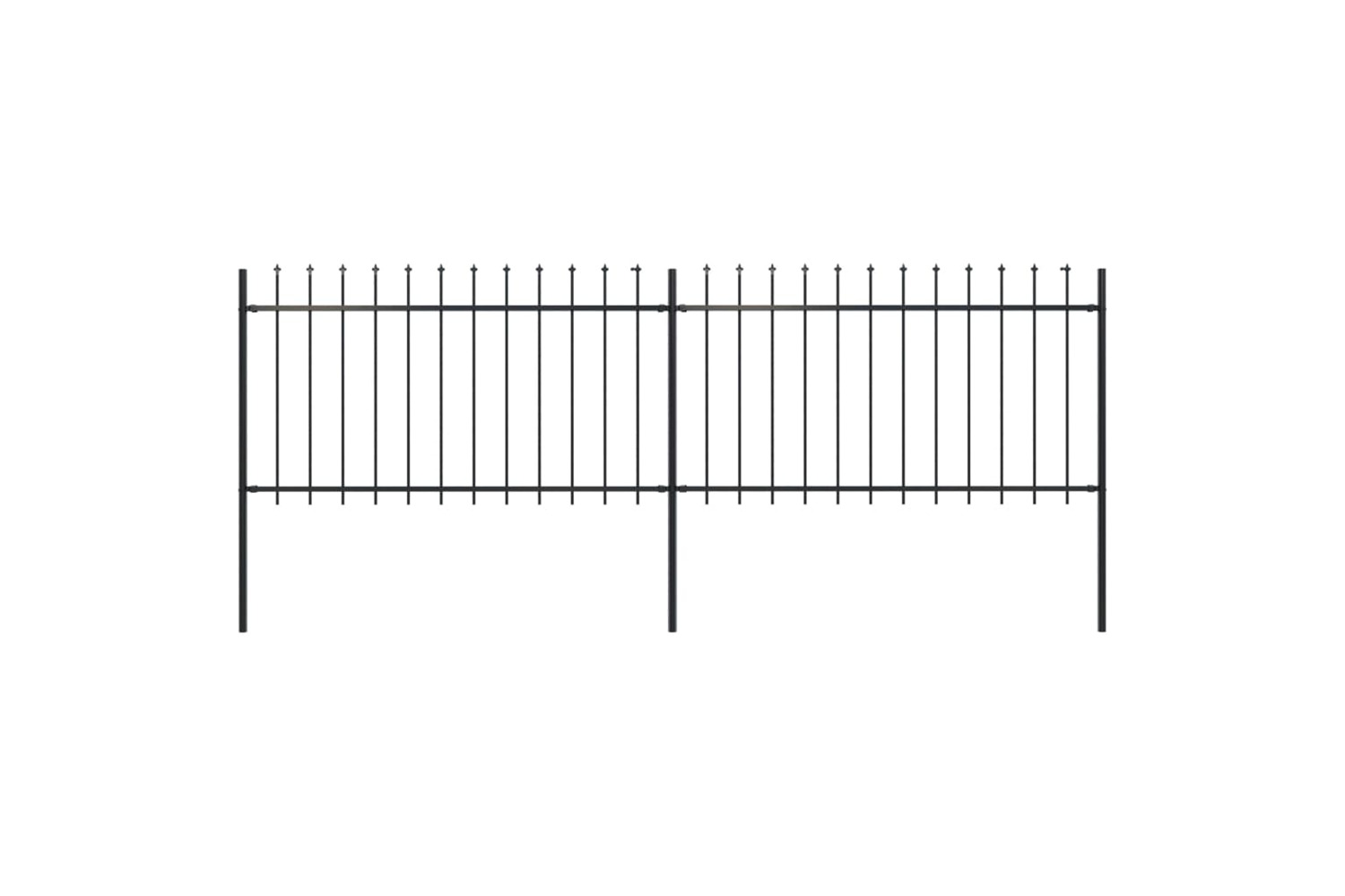 vidaXL 277612 Garden Fence With Spear Top Steel 3.4x1 M Black