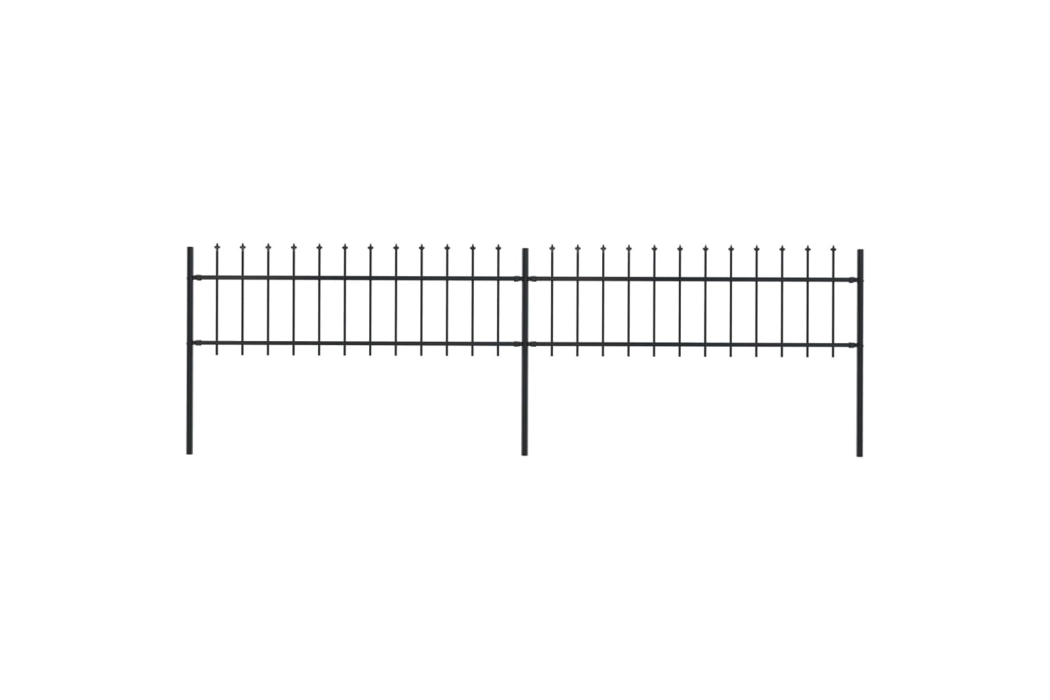 vidaXL 277594 Garden Fence With Spear Top Steel 3.4x0.6 M Black