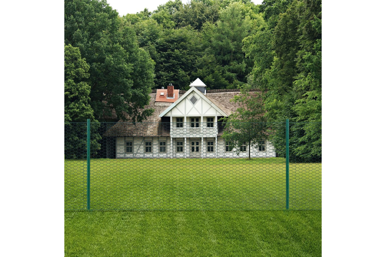 vidaXL 144614 Wire Mesh Fence With Posts Steel 25x0.75 M Green