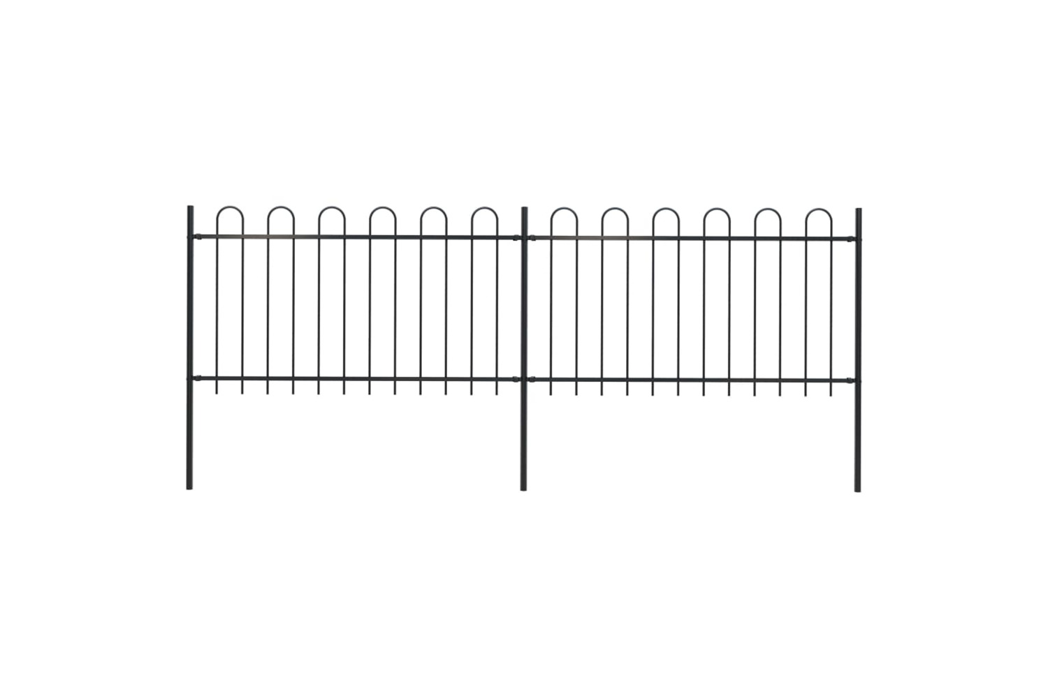 vidaXL 277657 Garden Fence With Hoop Top Steel 3.4x1 M Black