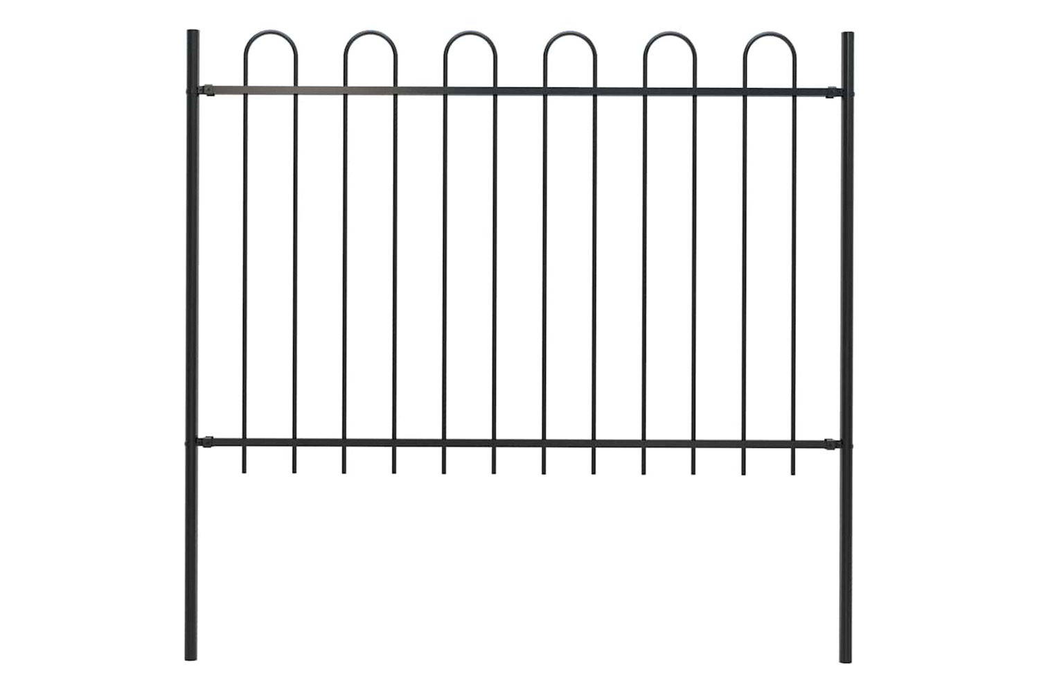 Vidaxl Garden Fence With Hoop Top Steel 1.8 M Black