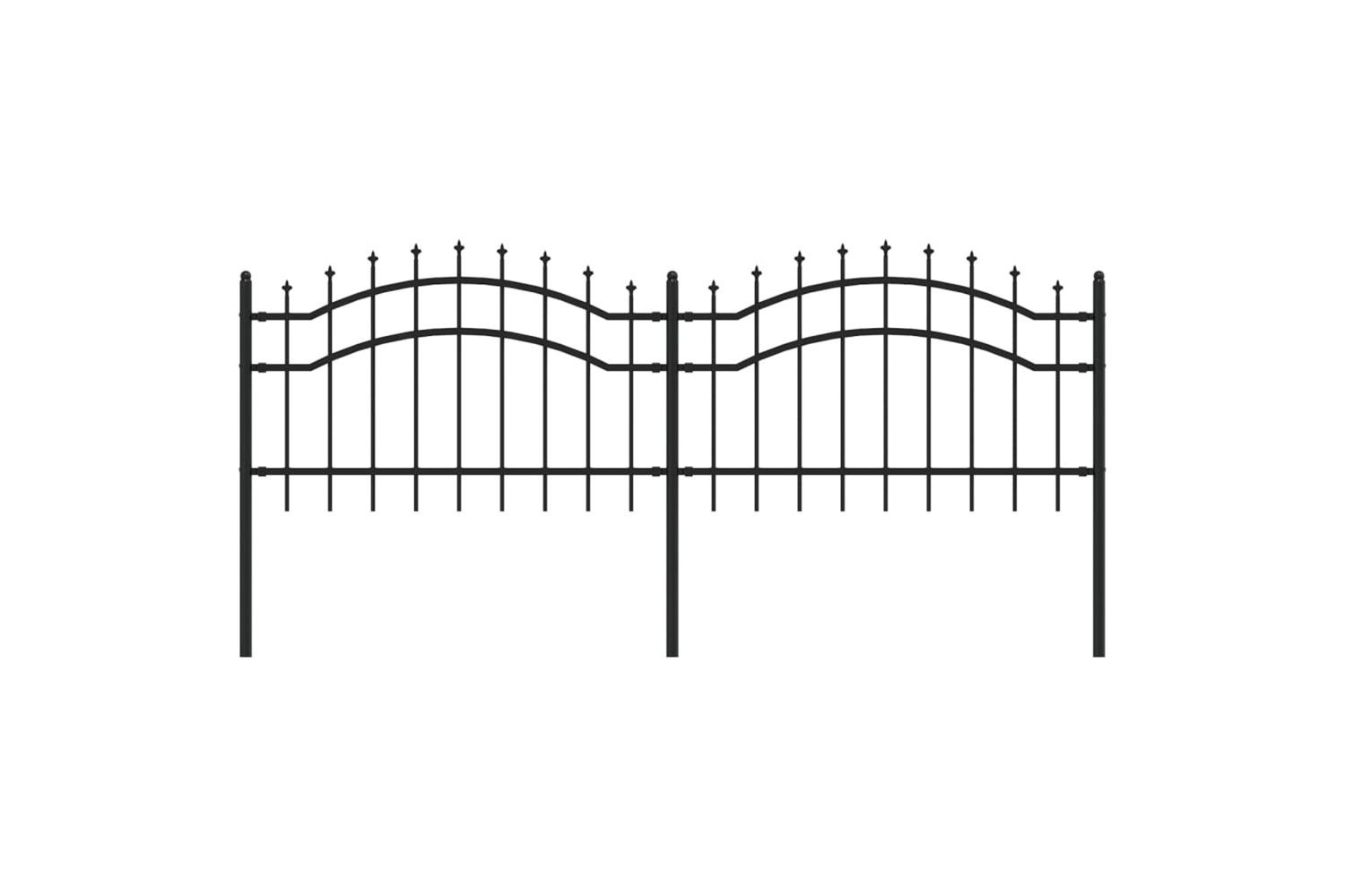 vidaXL 151079 Garden Fence With Spear Top Black 115cm Powder-coated Steel