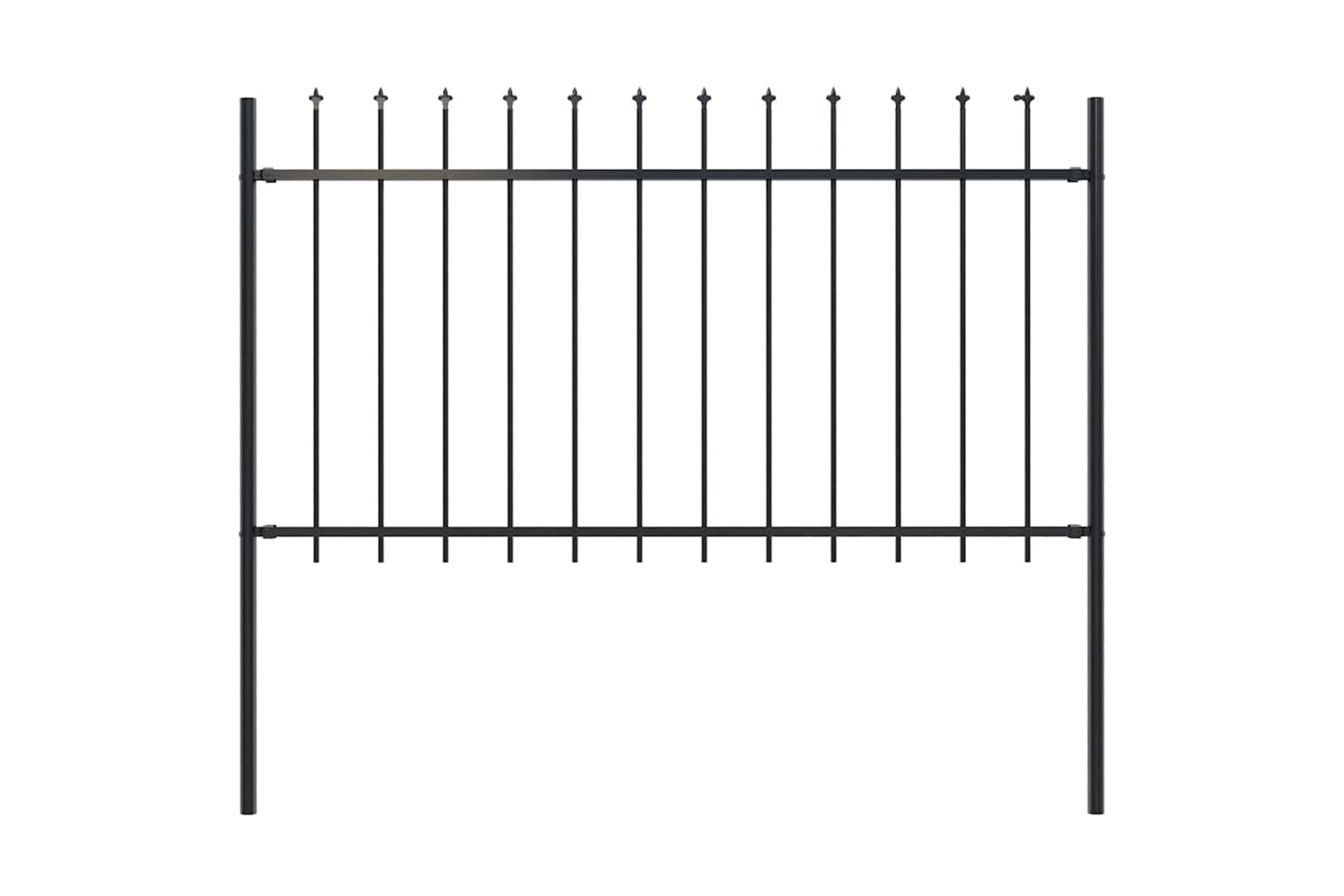 Vidaxl Garden Fence With Spear Top Steel 1.8 M Black