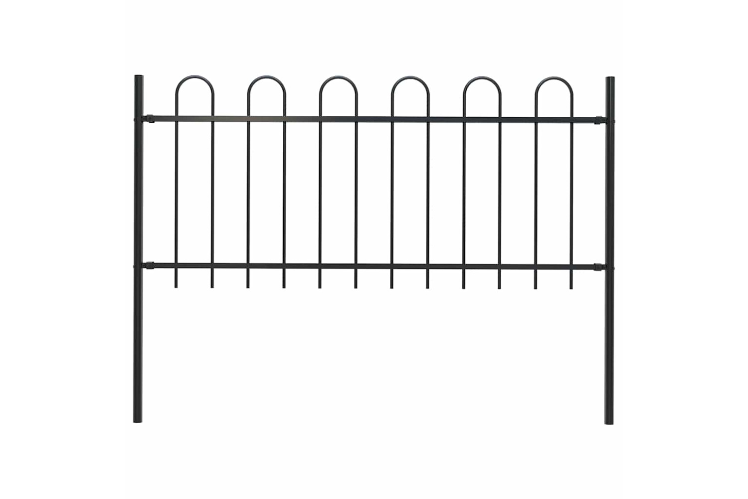 Vidaxl Garden Fence With Hoop Top Steel 1.8 M Black