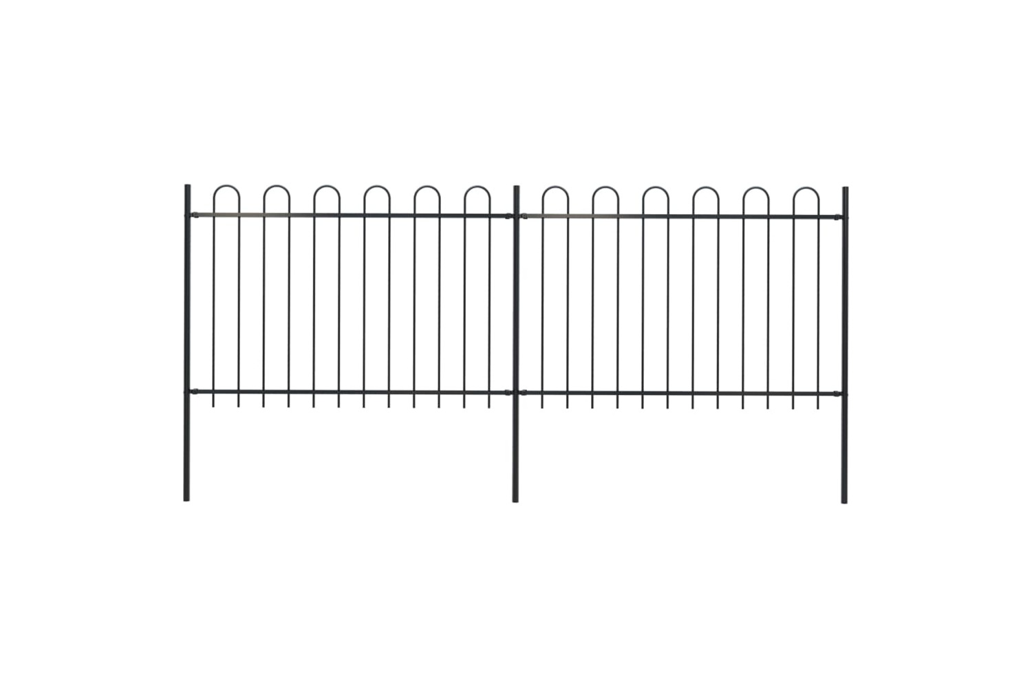 vidaXL 277666 Garden Fence With Hoop Top Steel 3.4x1.2 M Black