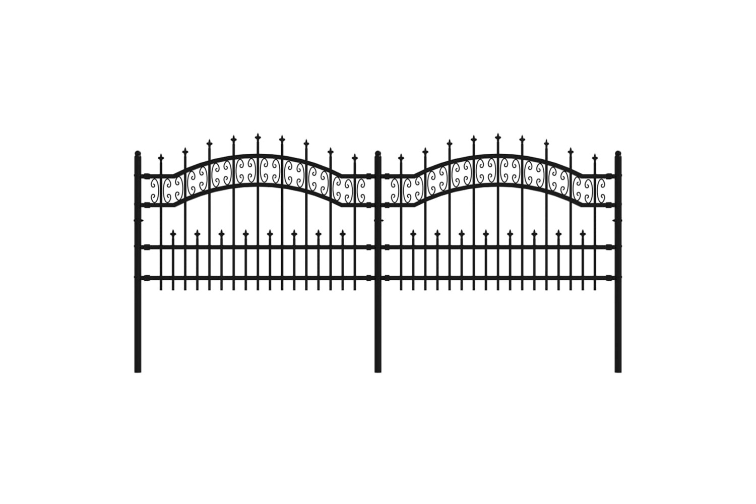 vidaXL 151084 Garden Fence With Spear Top Black 115cm Powder-coated Steel