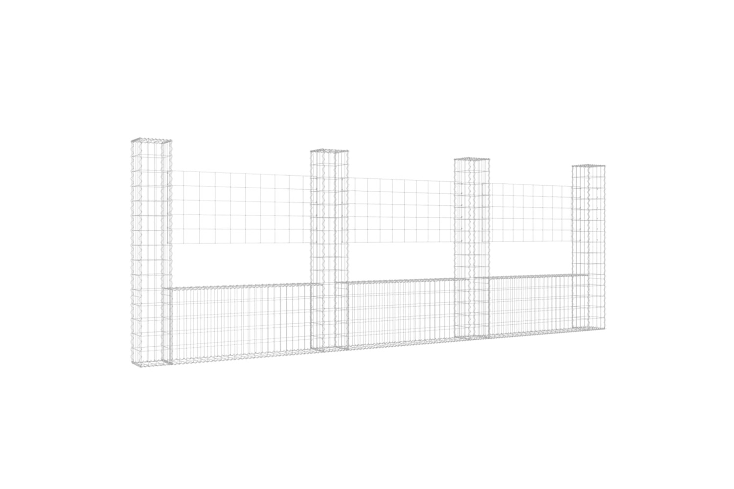 vidaXL 151284 U-shape Gabion Basket With 4 Posts Iron 380x20x150cm