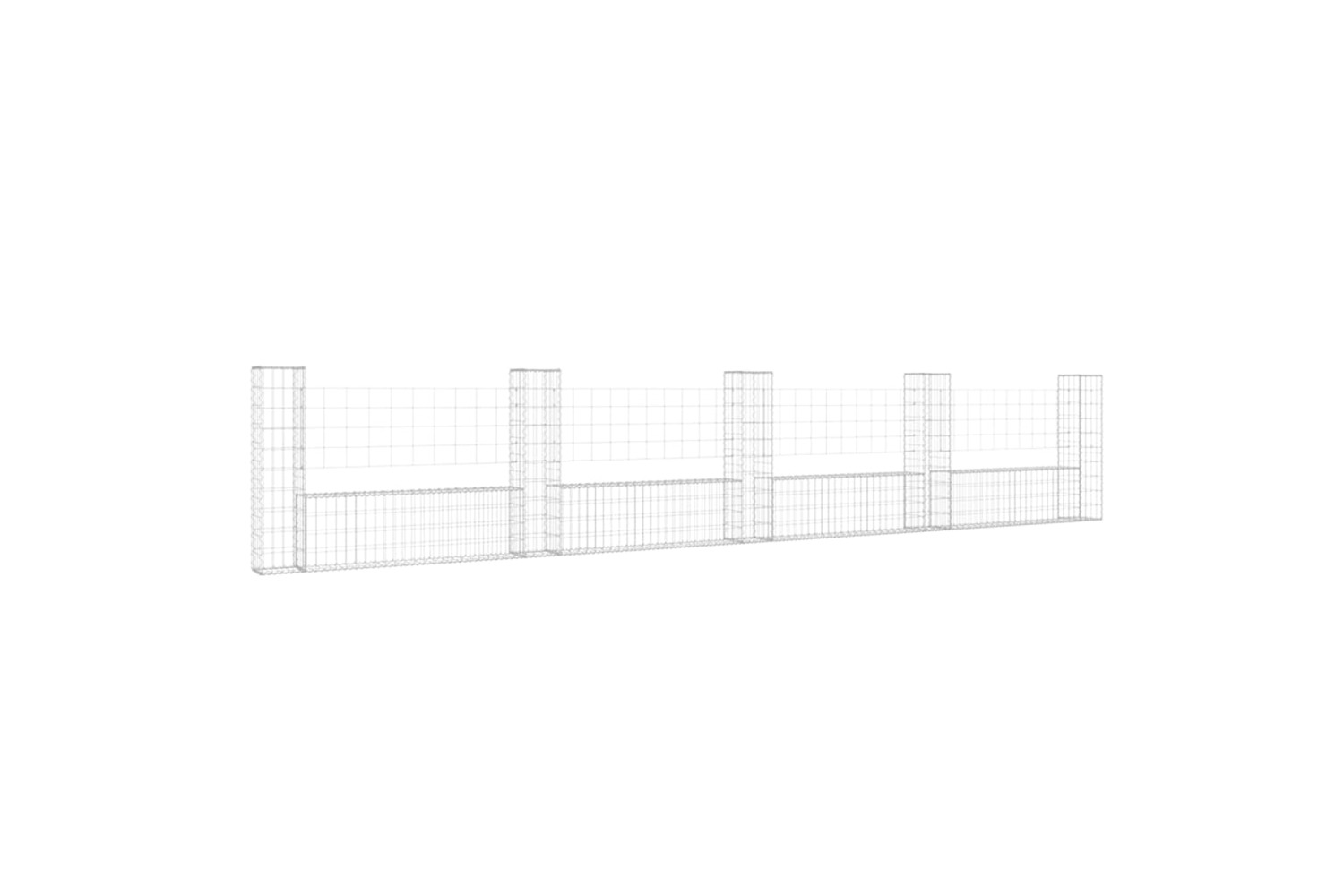 vidaXL 151278 U-shape Gabion Basket With 5 Posts Iron 500x20x100cm