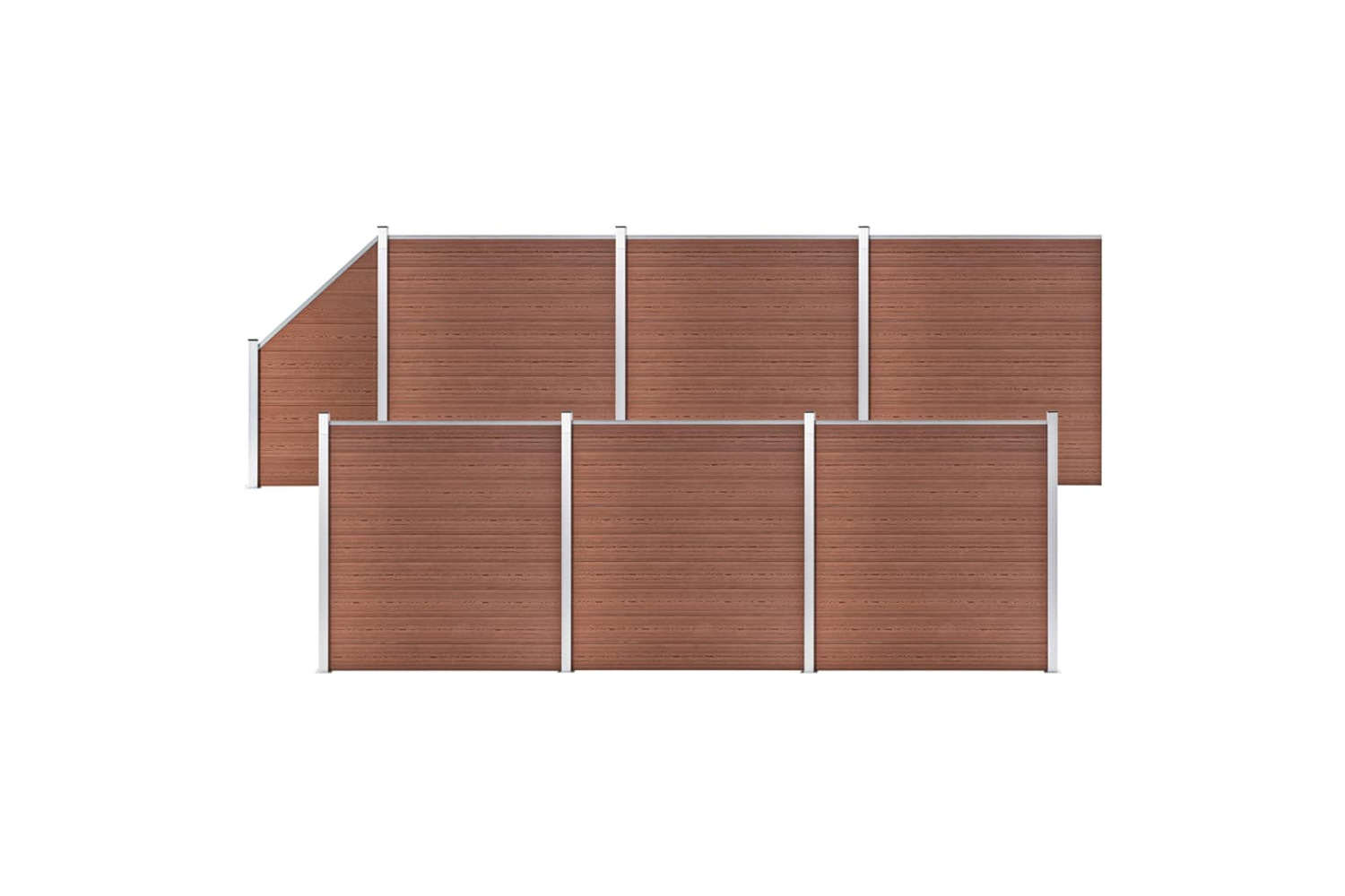 vidaXL 3053220 Wpc Fence Set 6 Square + 1 Slanted 1138x186cm Brown