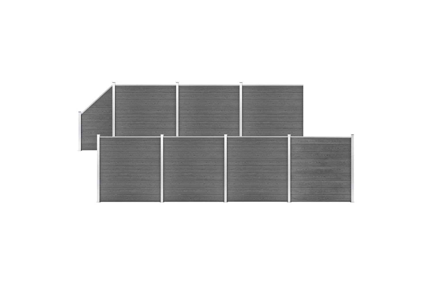 vidaXL 3053239 Wpc Fence Set 7 Square + 1 Slanted 1311x186cm Grey