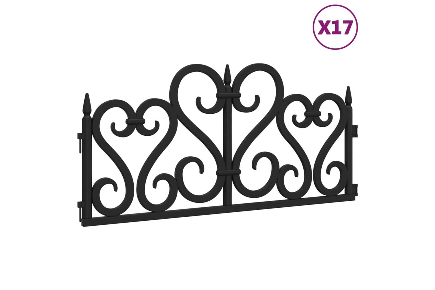 vidaXL 318301 Lawn Edgings 17 Pcs Black 10 M Pp