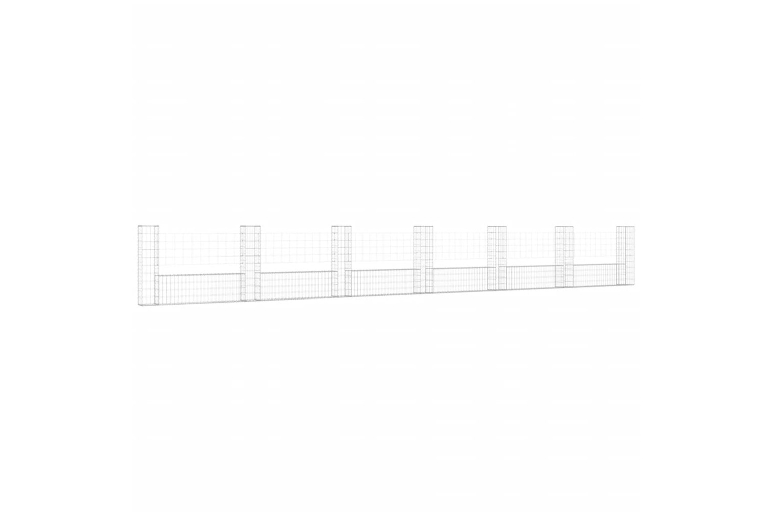 vidaXL 151280 U-shape Gabion Basket With 7 Posts Iron 740x20x100cm