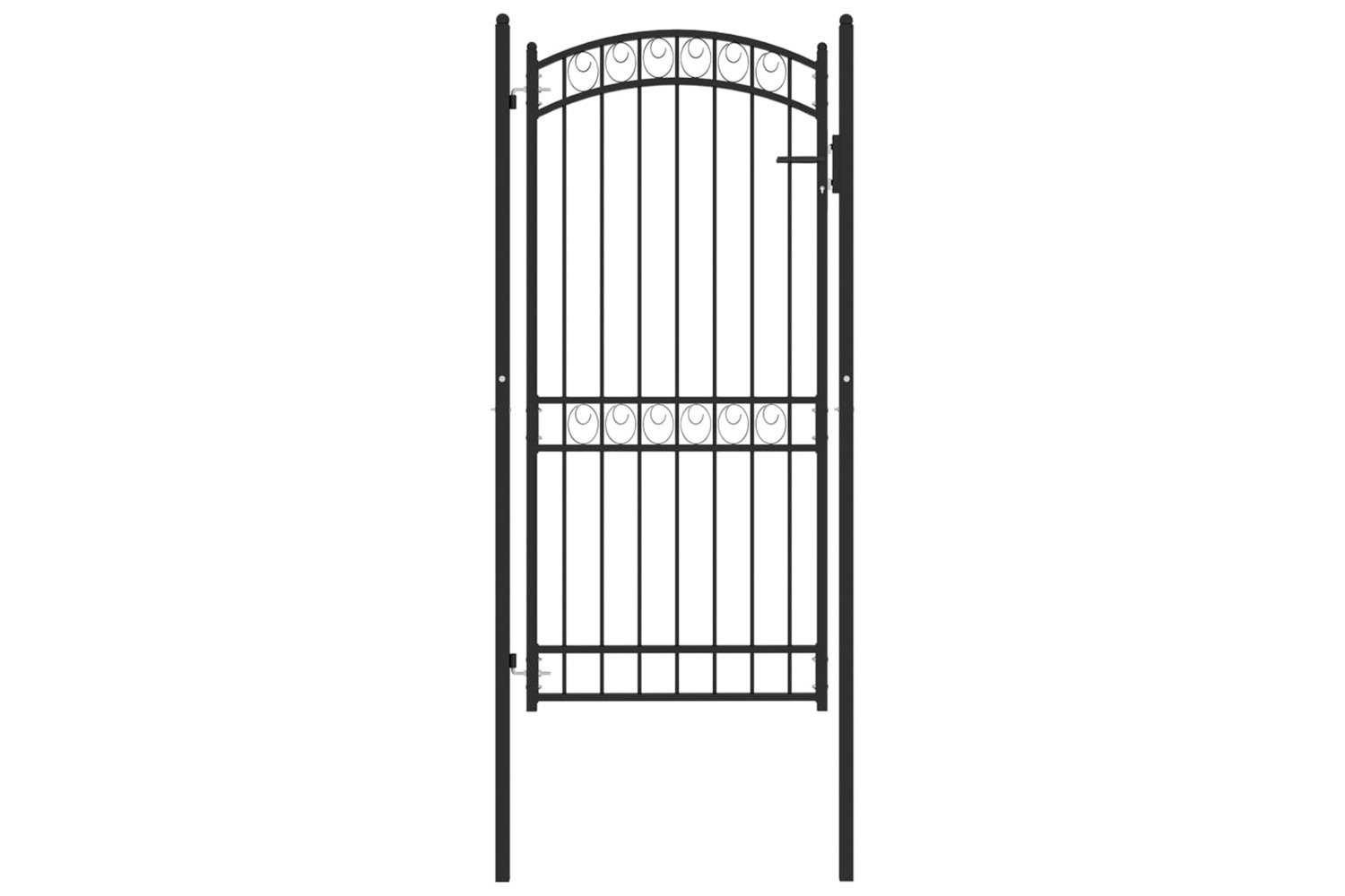 vidaXL 146372 Fence Gate With Arched Top Steel 100x200cm Black
