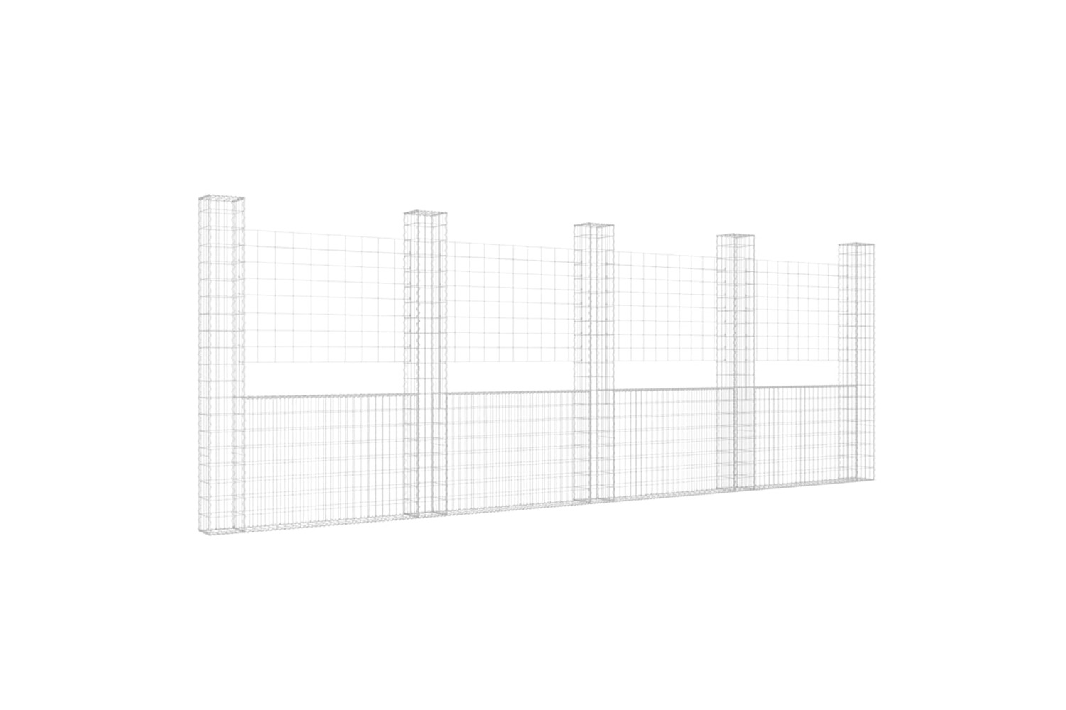 vidaXL 151292 U-shape Gabion Basket With 5 Posts Iron 500x20x200cm