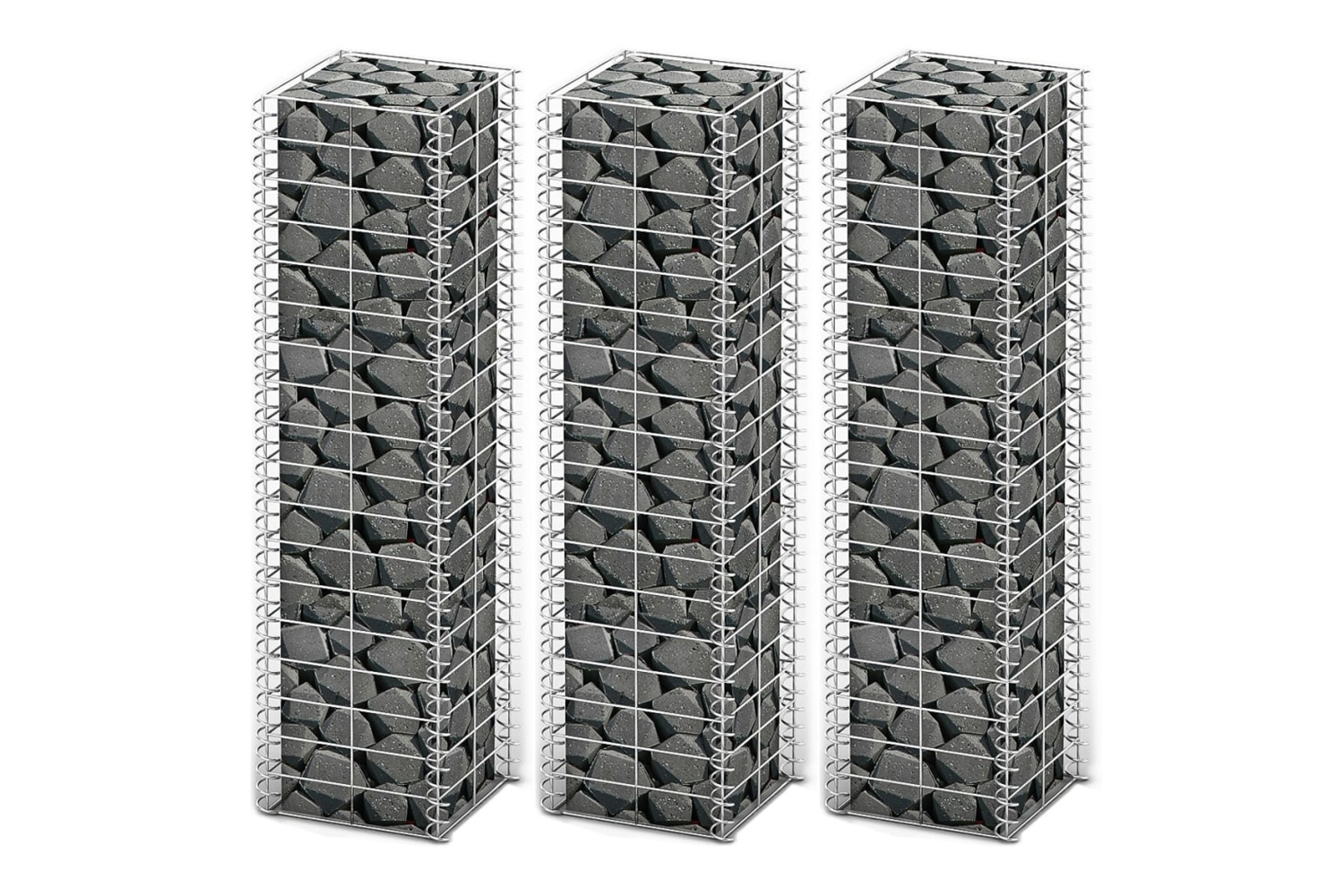 Vidaxl 141045 Gabion Set 3 Pcs Galvanised Wire 25 X 25 X 100 Cm