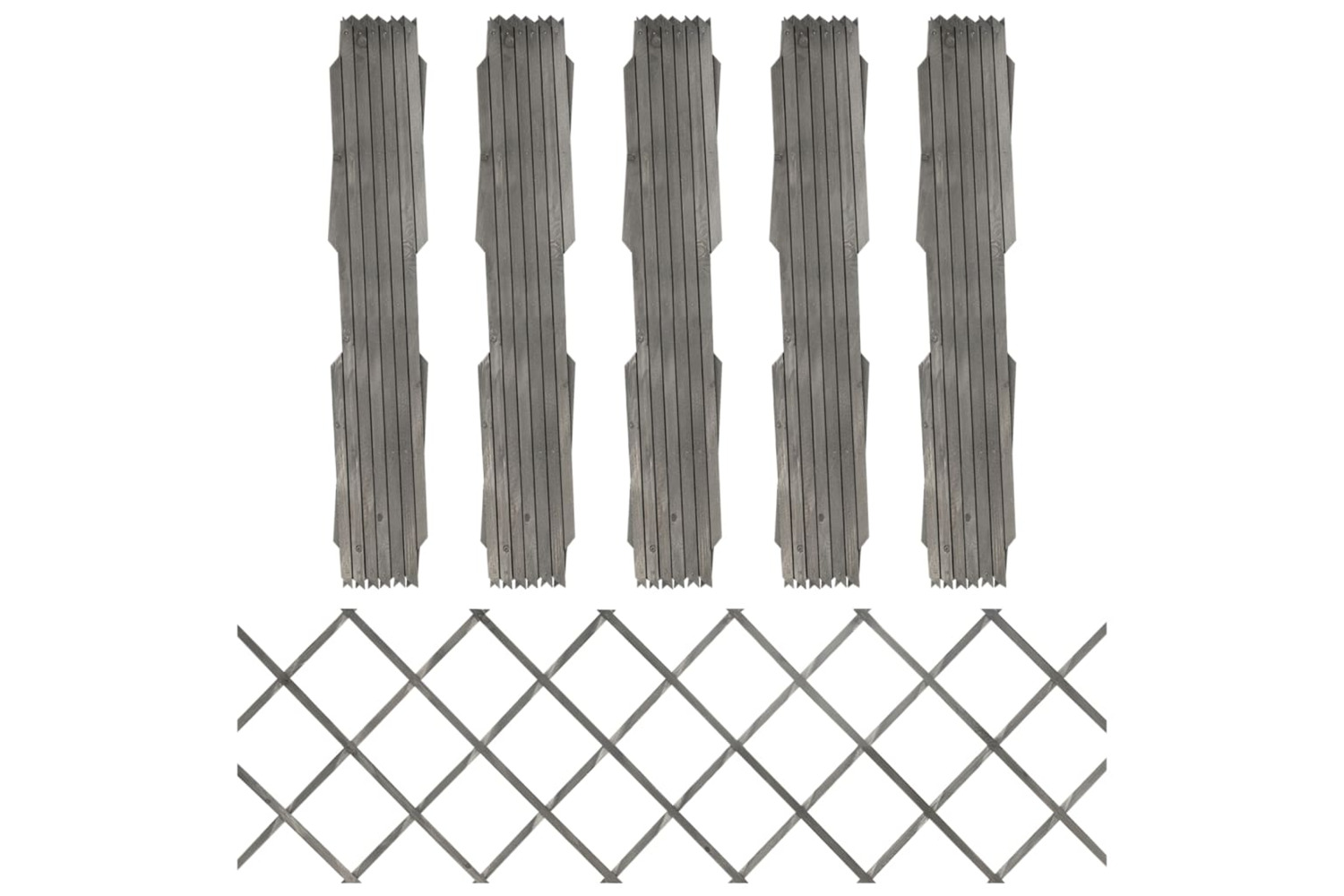 vidaXL 316424 Trellis Fences 5 Pcs Grey Solid Firwood 180x60cm