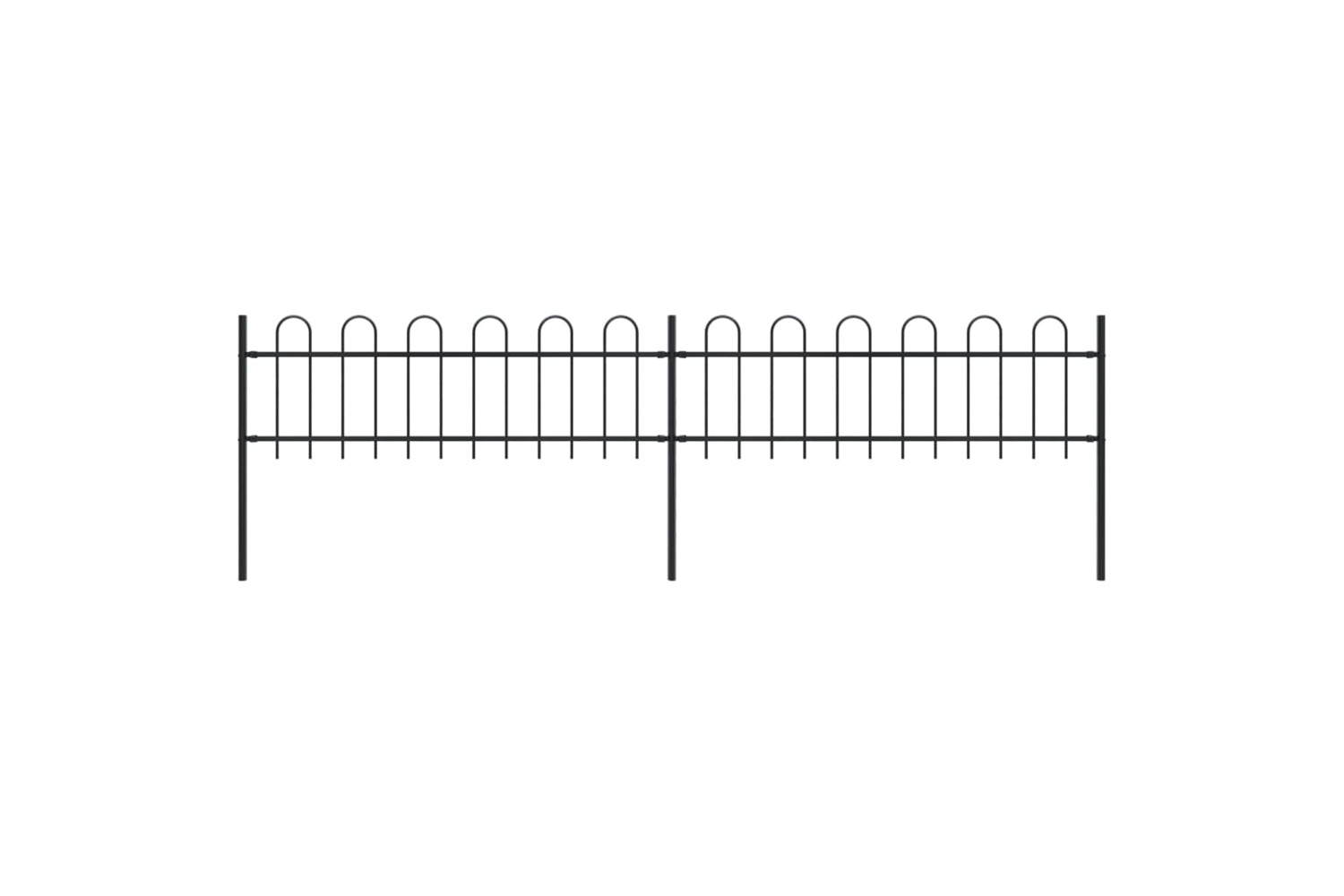 vidaXL 277639 Garden Fence With Hoop Top Steel 3.4x0.6 M Black