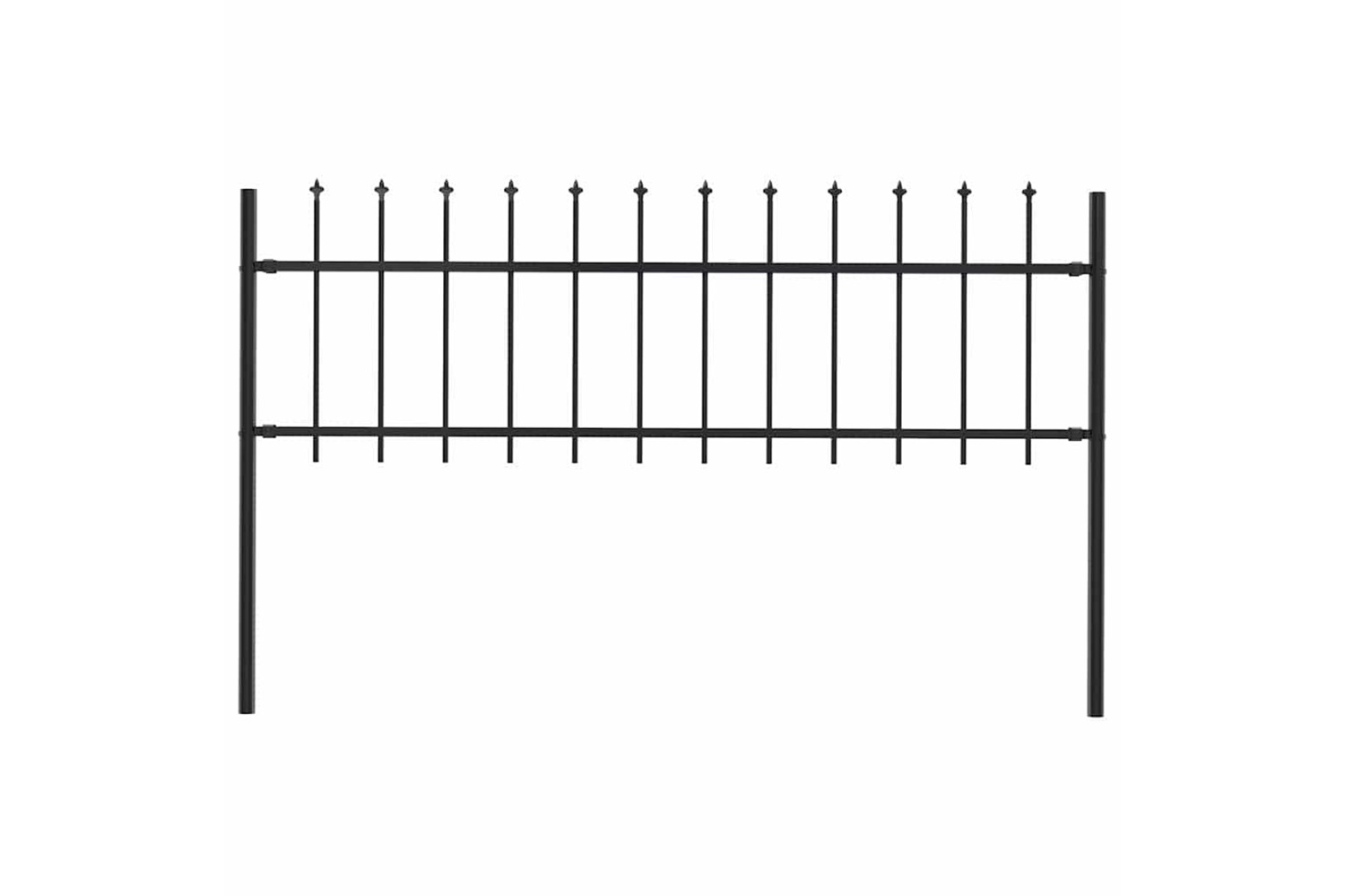 Vidaxl Garden Fence With Spear Top Steel 1.8 M Black