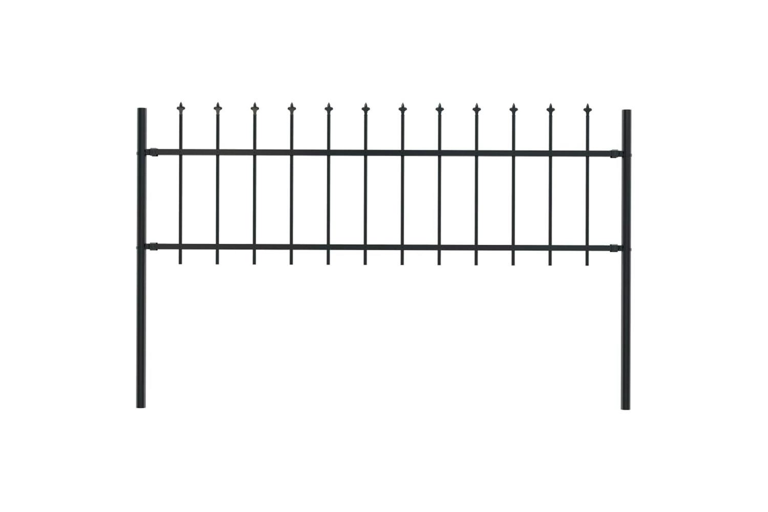 Vidaxl 144923 Garden Fence With Spear Top Steel 1.7x0.6 M Black
