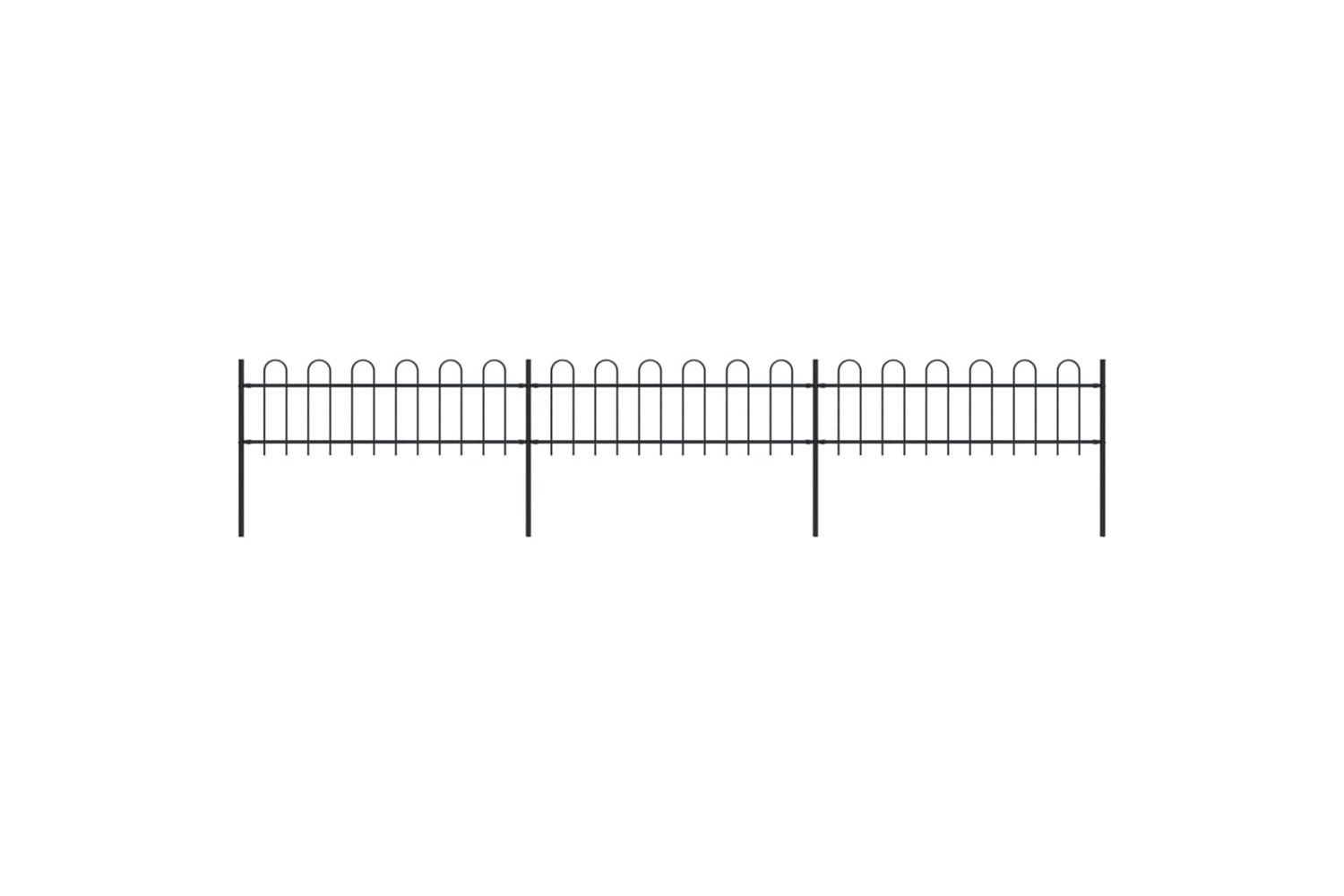 vidaXL 277640 Garden Fence With Hoop Top Steel 5.1x0.6 M Black