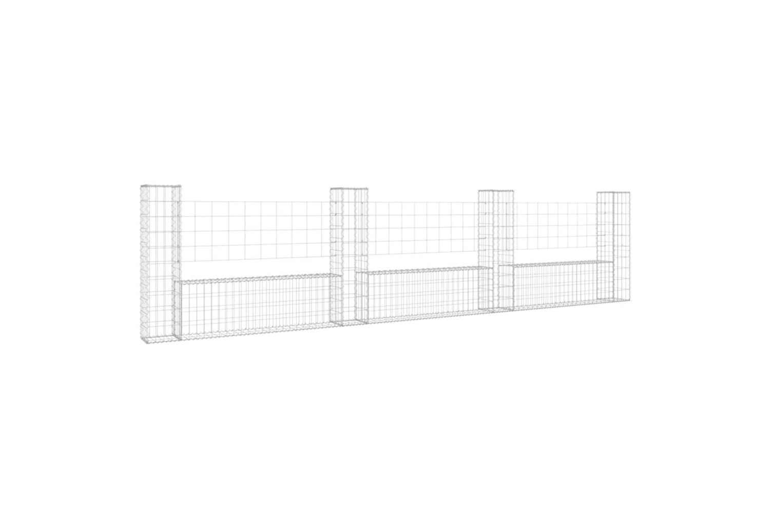 vidaXL 151277 U-shape Gabion Basket With 4 Posts Iron 380x20x100cm